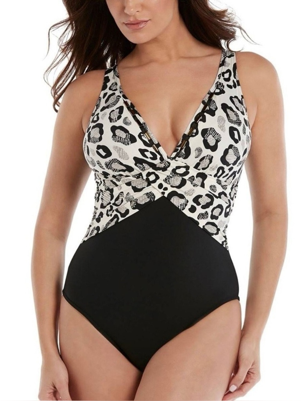 Miraclesuit Purrfectly Animal Print Posh Elan One Piece Size 14